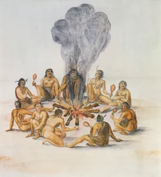 Índios em volta de um fogo